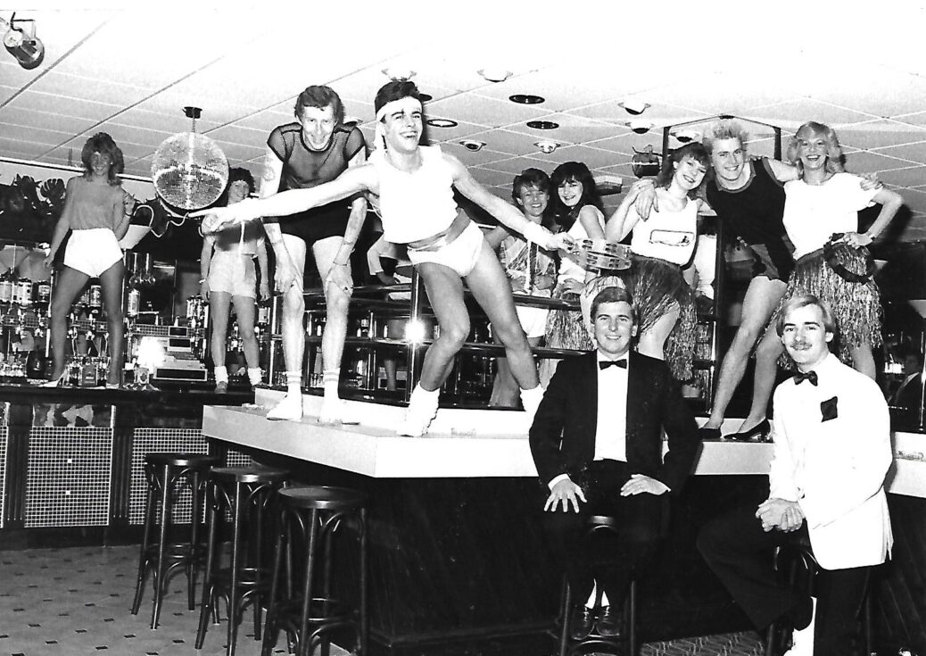 Lots of fancy dress on display at this bar in Southport in May 1984