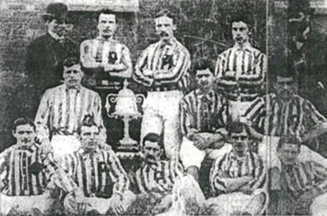 The only picture of Andrew Watson at Bootle, standing back left. Injured, he was unable to play in Bootle's victory in the Liverpool Cup in April 1888.