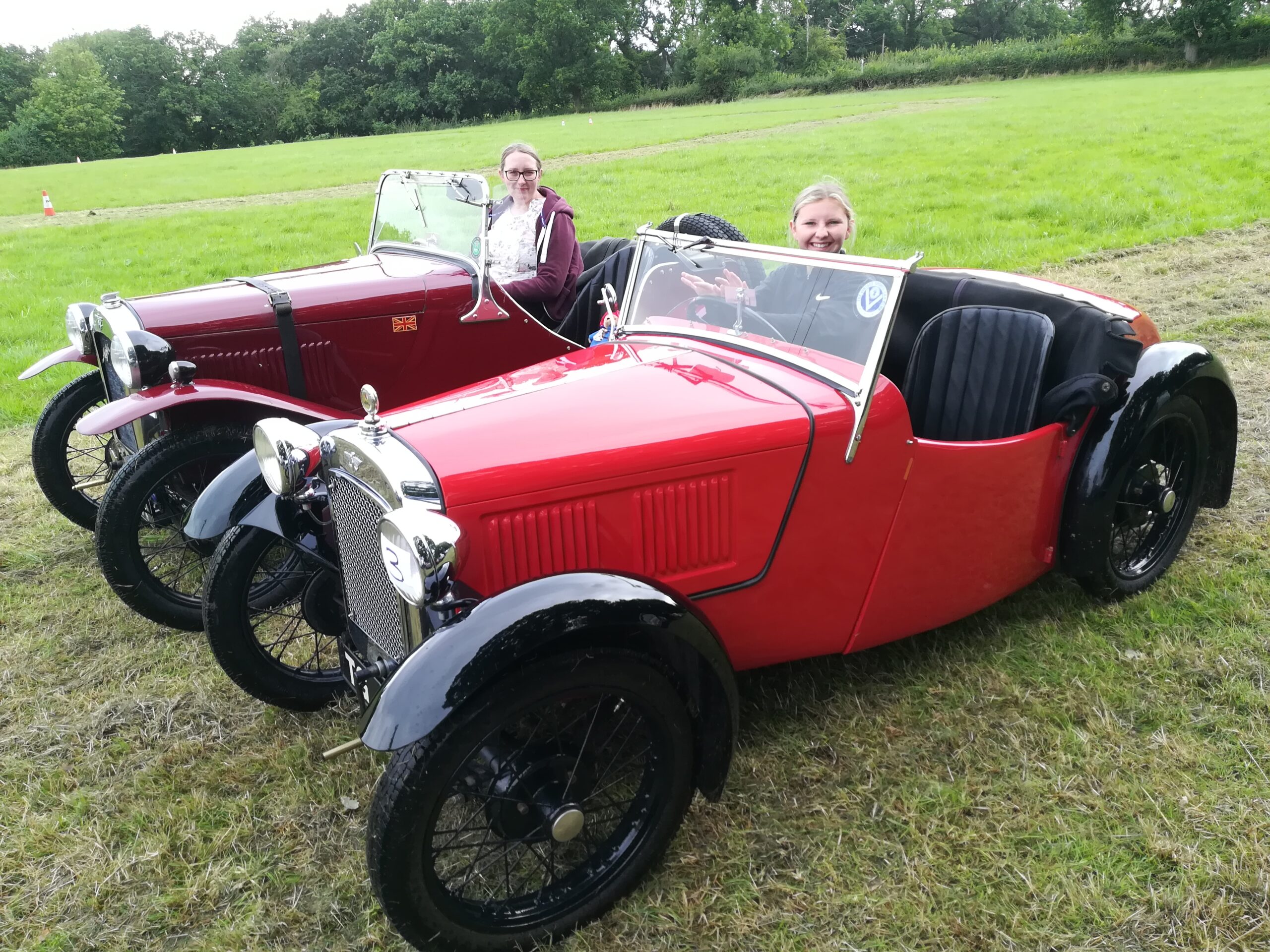 Two young drivers from the Preston and District Vintage Car Club in their Austin 7s. Left: Harriet Turley, a teacher in Lancaster, who is following in the footsteps of her mum, dad and grandad, who have all been active members in the club. Right: Lucy Bickerstaffe, agede 15, who competes in gymkhanas on private land in her Austin 7