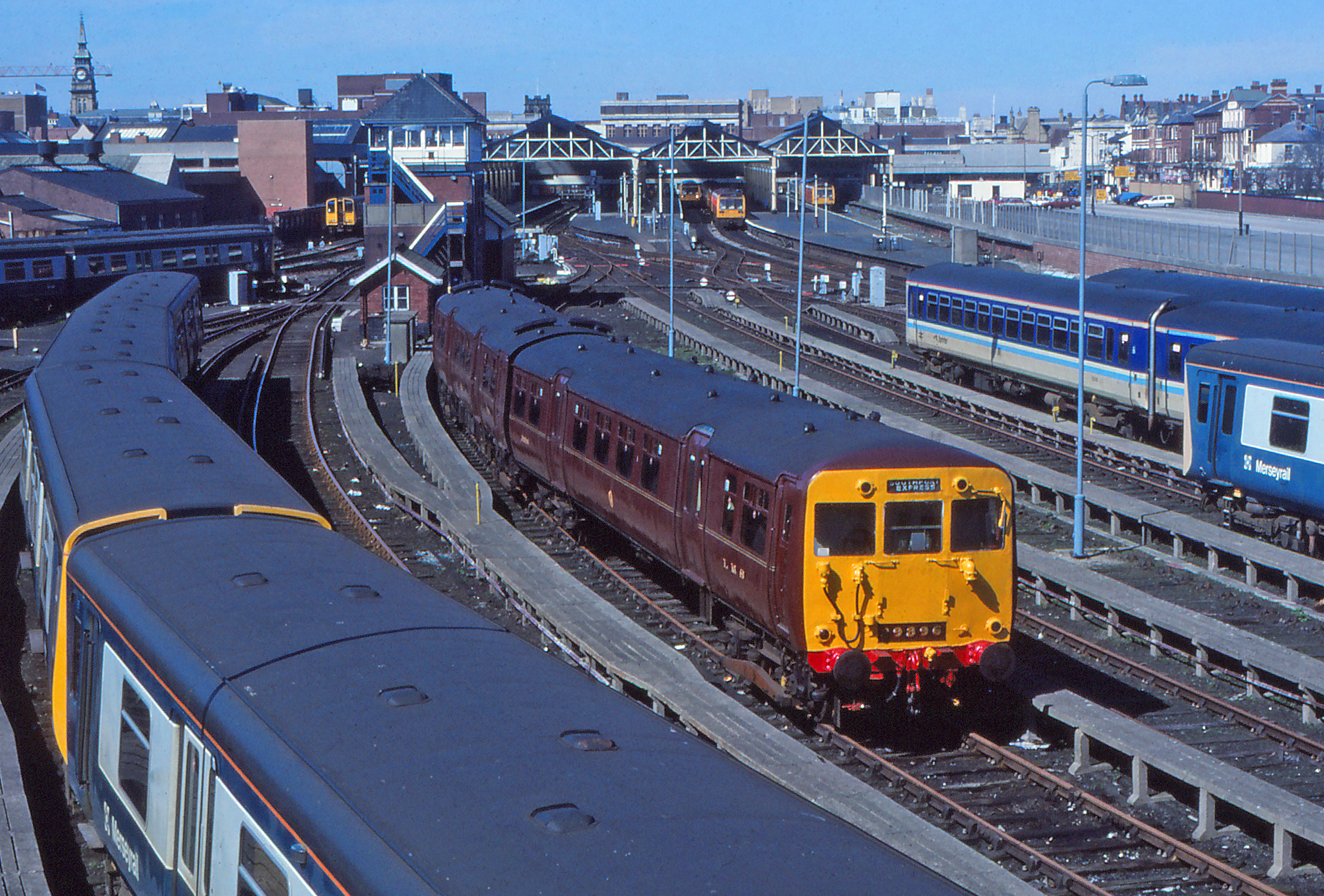 The sole-surviving Class 502 electric multiple unit (EMU), that between 1940 and 1980 worked between Southport, Liverpool Exchange and Ormskirk. The train is pictured just outside Southport Railway Station. 