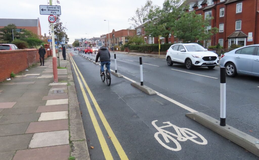 Cycle lanes on Hoghton Street in Southport. Photo by Andrew Brown Media
