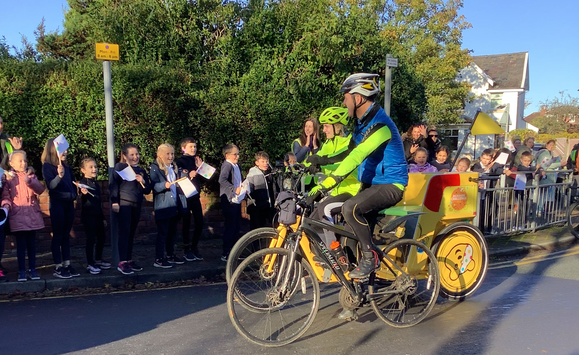 Olivia Ruston set off from Churchtown Primary School in Southport as she took part in the 2021 BBC Children In Need Rickshaw Challenge. Photo by Churchtown Primary School