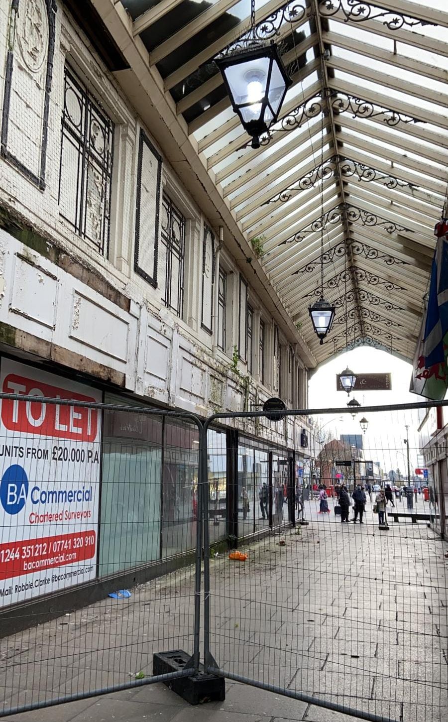 Cambridge Arcade in Southport, at the Chapel Street end, was closed on Saturday morning due to wind damage. All the businesses remain open. You can gain access through. Lord Street Sharrock Street or through Cambridge walks. Photo by Paul Dawbarn