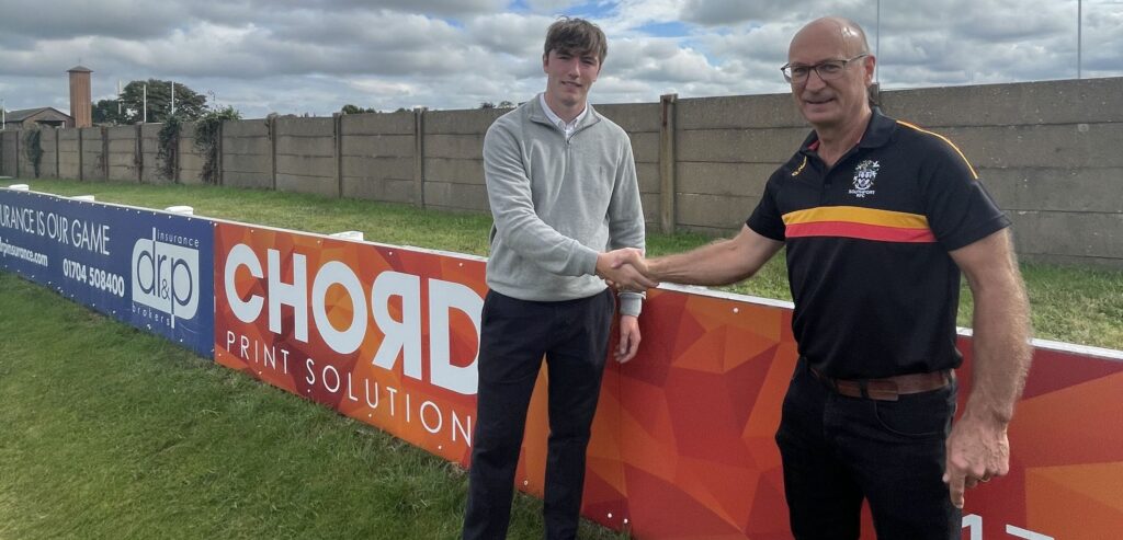 Connor Brown is the owner of Chord Print Solutions, which has provided printing for firms across the North West. He is pictured with Southport Rugby Club Chairman John Vandermeer and the Chord Print Solutions board at Southport Rugby Club