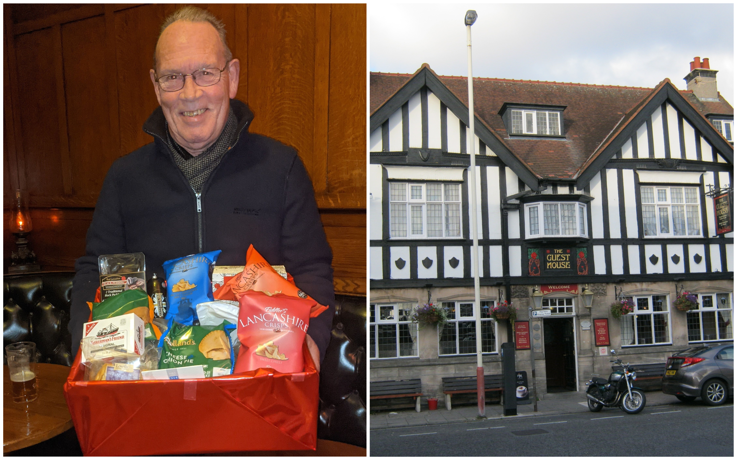 Lancashire Night at the Guest House in Southport raised £275 by raffling a hamper of Lancashire goodies.The amount was matched funded by the Big Give so £550 was donated to Queenscourt Hospice by Gail Heyes and the customers of the Guest House.The hamper was won by a Lancashire lad, Ray Baynes, who was present to receive the prize.The best dressed Lancastrians were Ian and Carol Ellis and Johnathan Cliffe roused regional pride when he read the Proclamation.