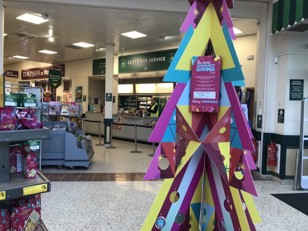 Morrisons supermarket in Southport has unveiled a very special Christmas tree this year - which allows people to support Southport Soup Kitchen. Photo by Andrew Brown Media