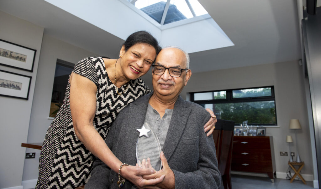 Mr Sanjeev Sharma recently retired obstetrician who caught Covid in the first wave. He nearly died and is now blind. He was awarded a lifetime achievement award in the Southport Hospital staff awards.