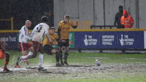 Southport FC blow Hereford away 2-0 during wet and windy afternoon at Haig Avenue