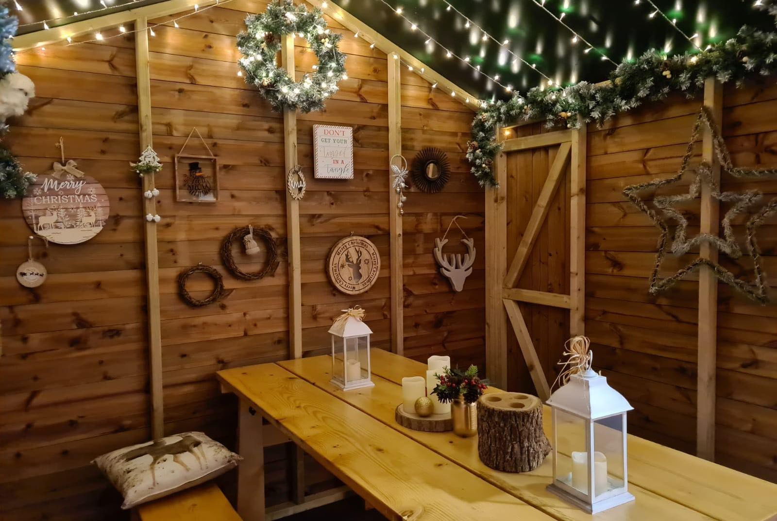 A Christmas Chalet at Southport Market, which has been decorated by Fantasy Weddings