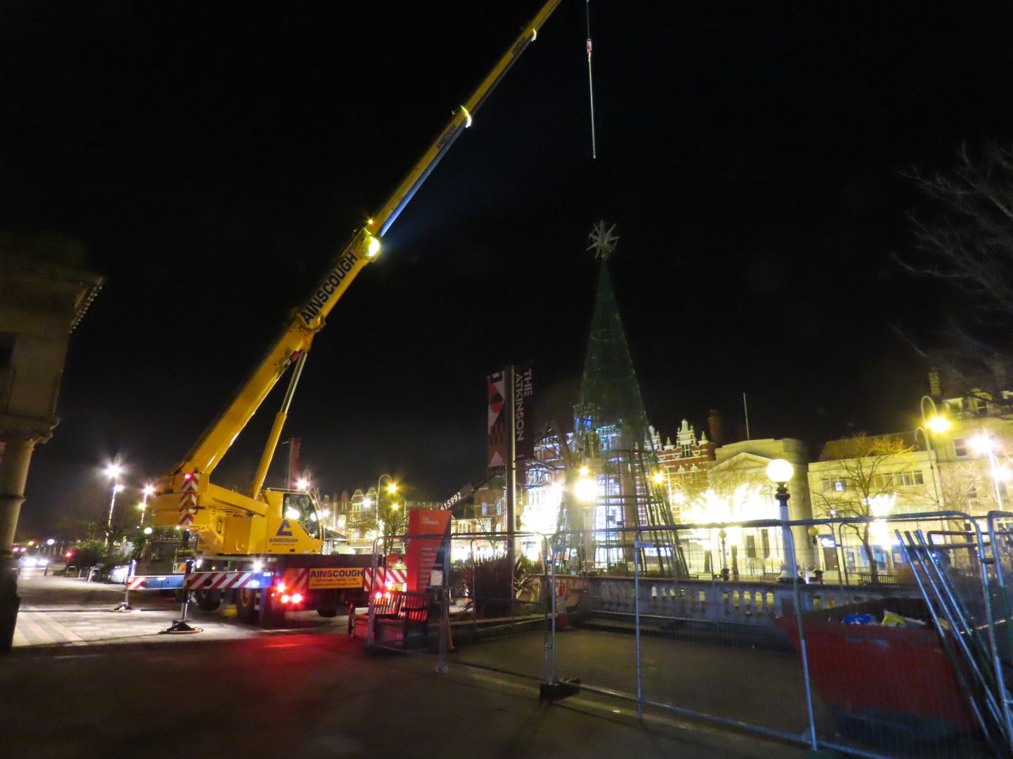 Southport's Christmas tree has been installed and taken down by workers from IllumiDex UK Ltd. The tree was commissioned by Southport BID. Photo by Andrew Brown Media