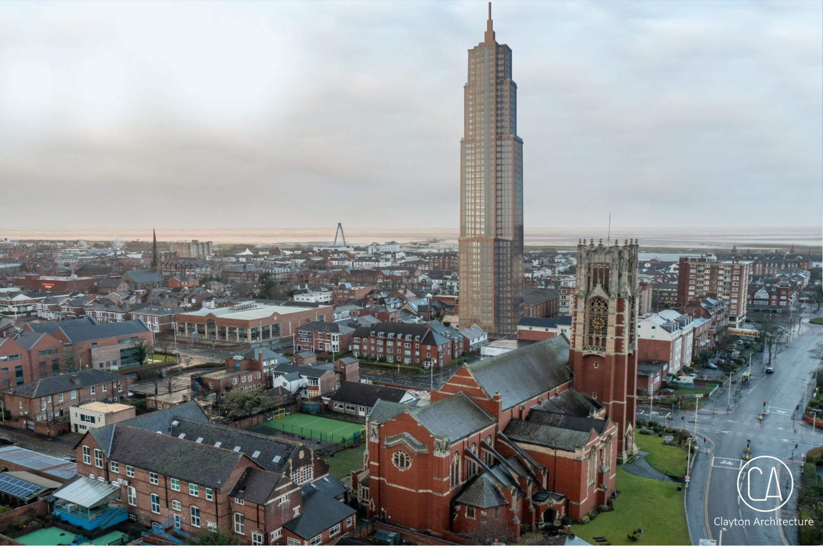 An artist's impression of the proposed new Tower Of Hope on Lord Street in Southport