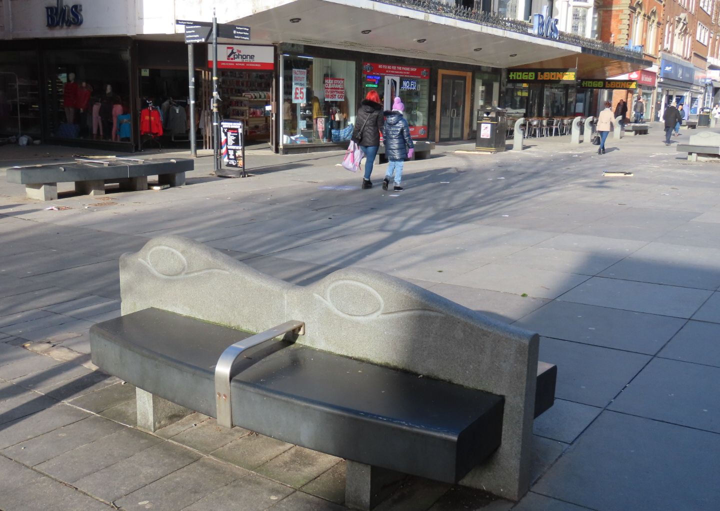 A bench on Chapel Street in Southport. Photo by Andrew Brown Media