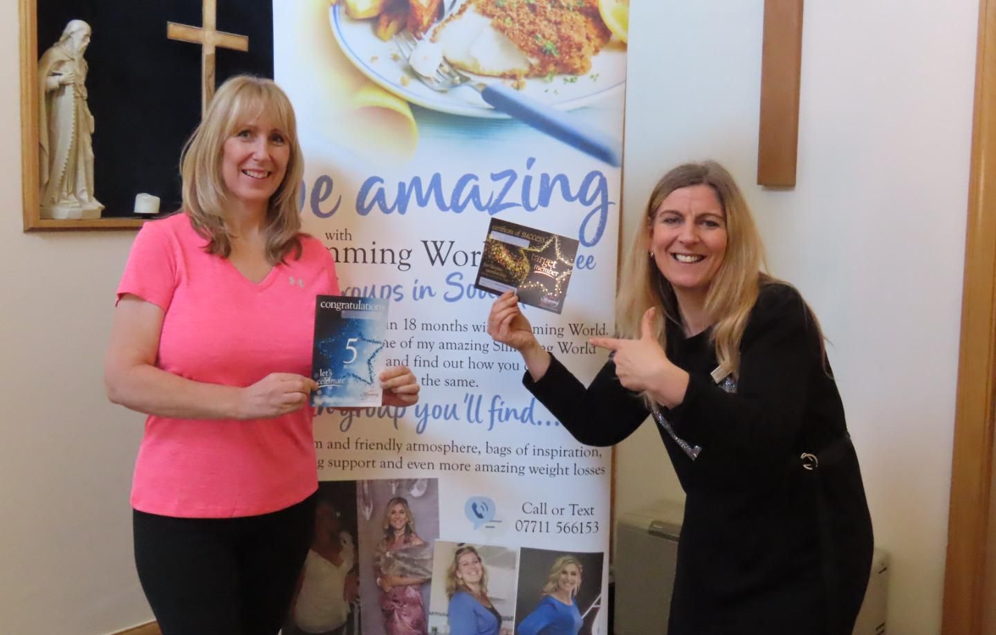 Rachael Halstead from Southport (left) with Southport Slimming World Consultant Dee Wright (right). Photo by Andrew Brown Media 