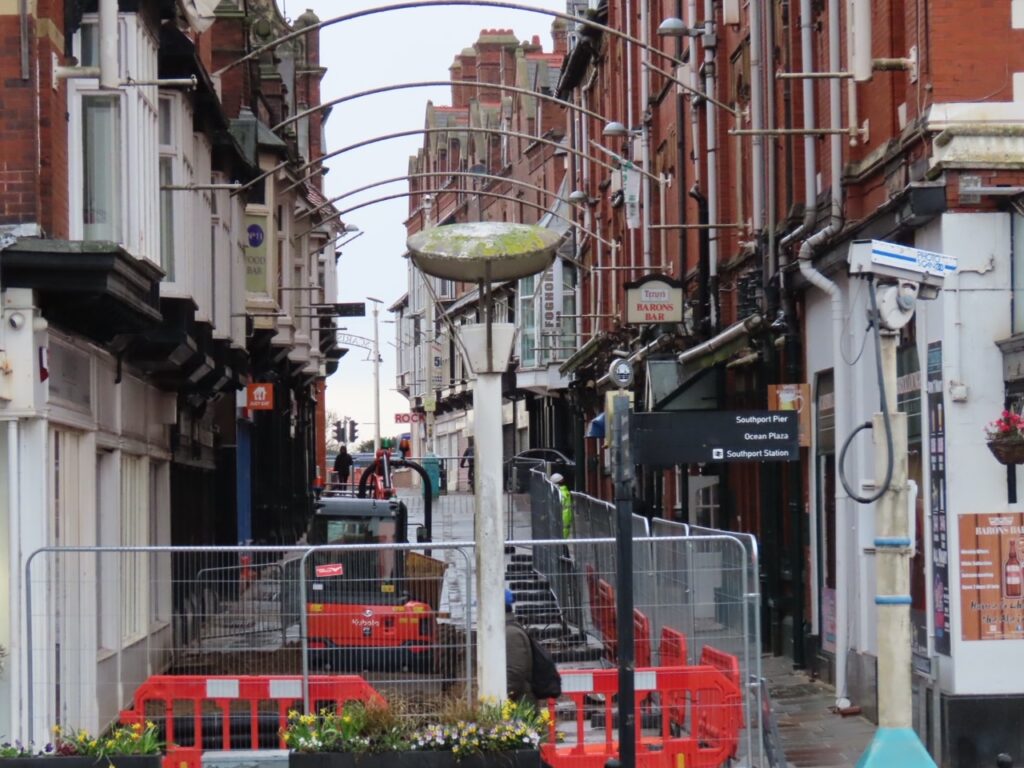 Work has begun on the £1million transformation of Scarisbrick Avenue in Southport. Photo by Andrew Brown Media