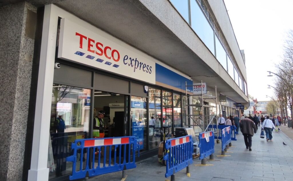 Work takes place at the new Tesco Express store on Chapel Street in Southport town centre. Photo by Andrew Brown Media