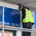 Work takes place at the new Tesco Express store on Chapel Street in Southport town centre. Photo by Andrew Brown Media