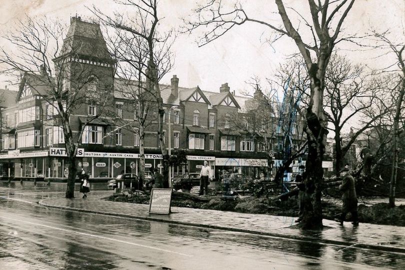 This photo features the late Brian Aughton from Tarleton Specimen Plants cutting trees on Albert Road in Southport, where the Cathay Gardens restaurant and the Sandown Court block of flats now stand. On the corner of Lord Street and Leicester Street is Hatton's - 'distributors of Austin cars'. The building was previously home to Pizza Express, until the restaurant relocated further along Lord Street, into the premises previously occupied by Ask.