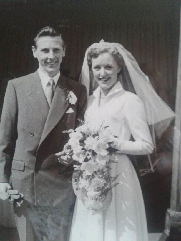 Ralph and Patricia Gregson on their wedding day on 7th May 1955