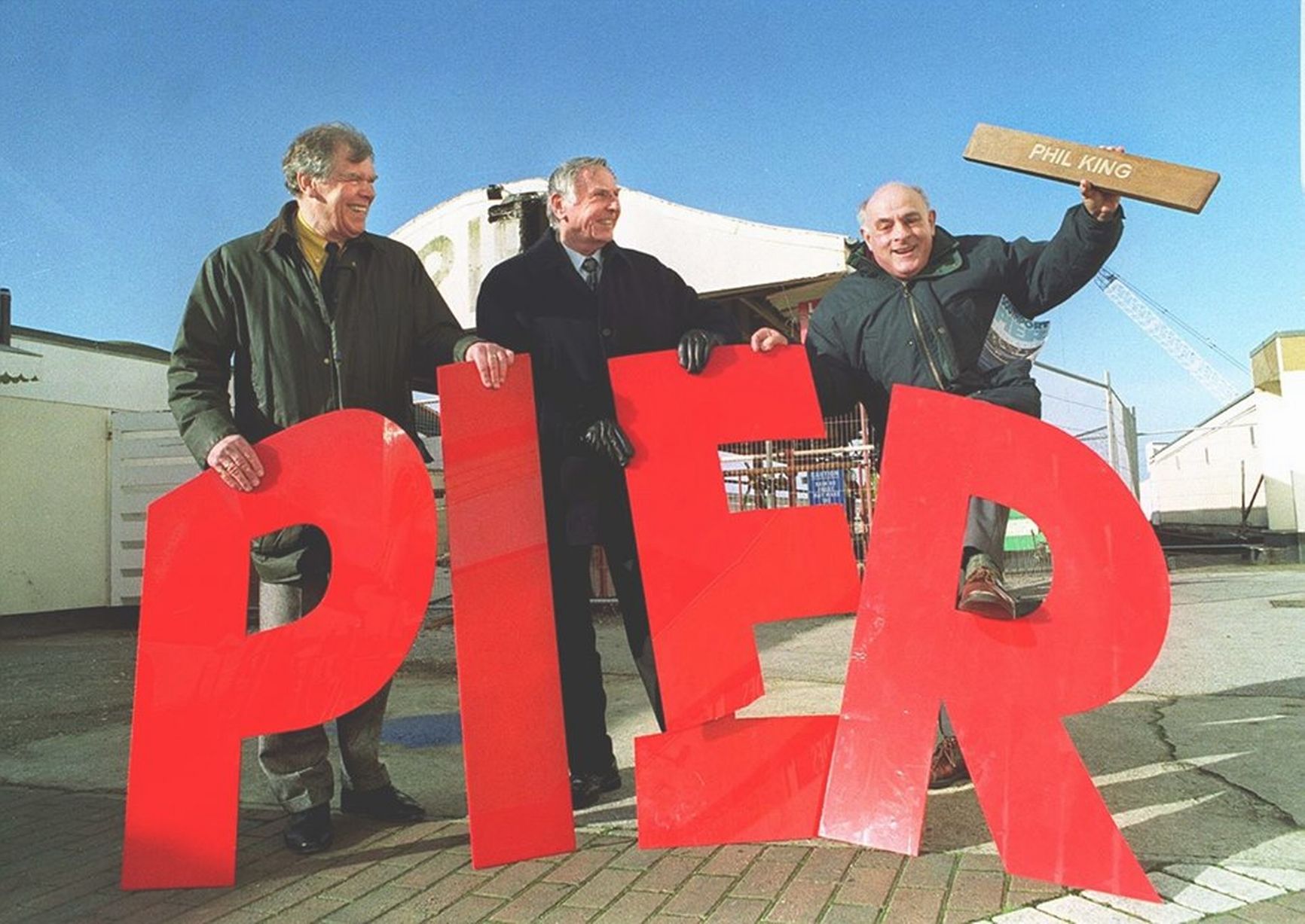 Ralph Gregson (centre) with Peter Lomas (left) and Phil King (right) on Southport Pier, as part of the campaign to save Southport Pier