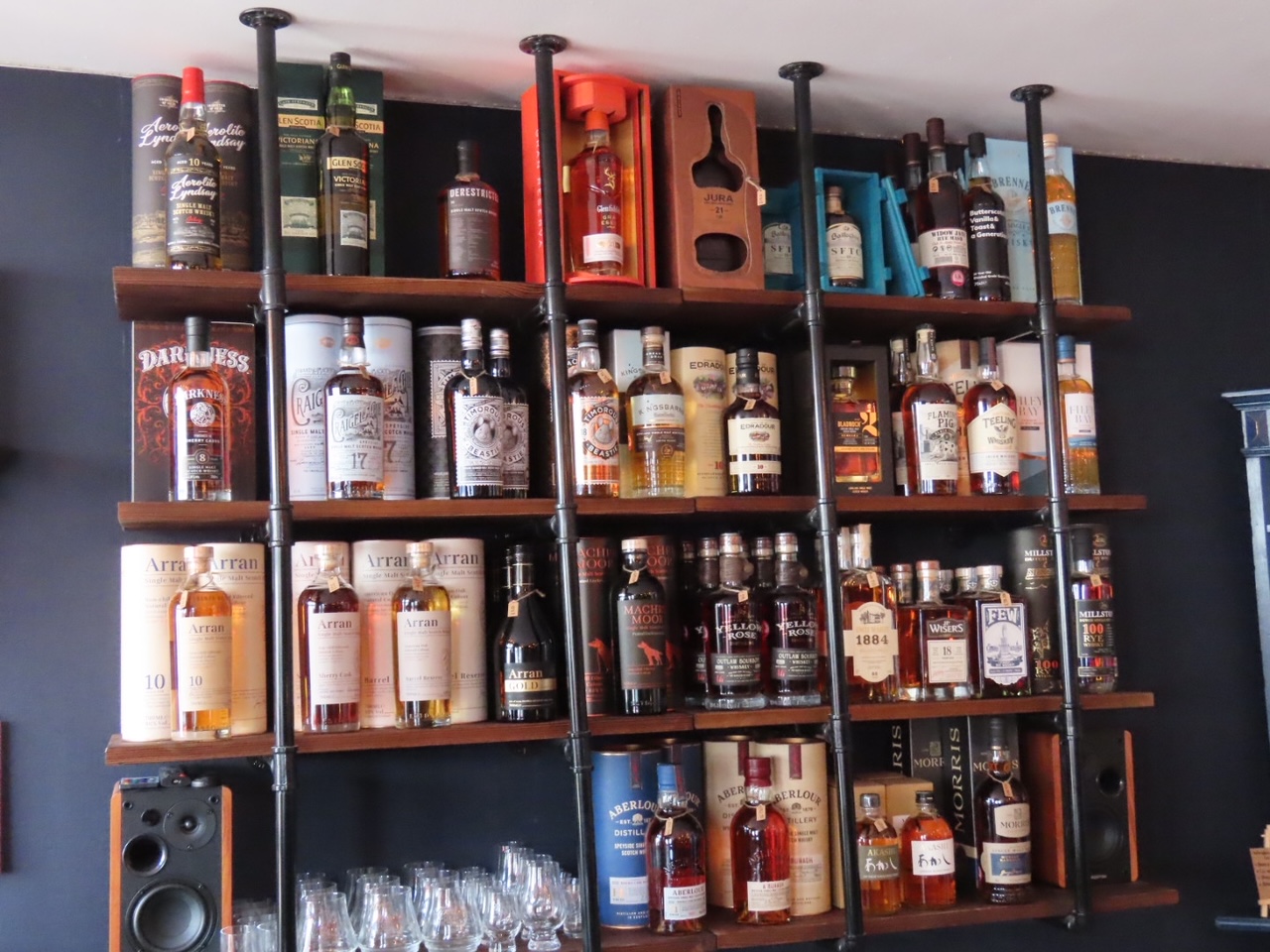The whisky wall at The Dram in Churchtown in Southport. photo by Andrew Brown Media