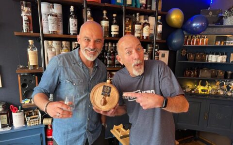 Granada Reports star Paul Crone calls into new The Dram whisky inspired gift shop in Churchtown