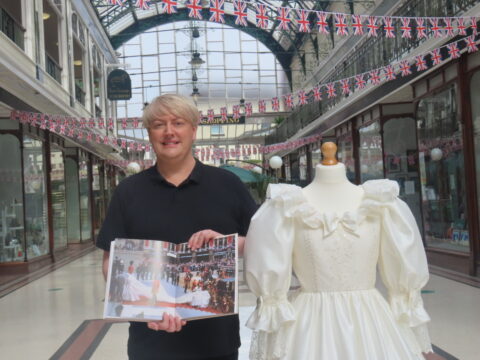 Stunning Princess Diana replica wedding dress stars in Wayfarers Arcade Jubilee display in Southport