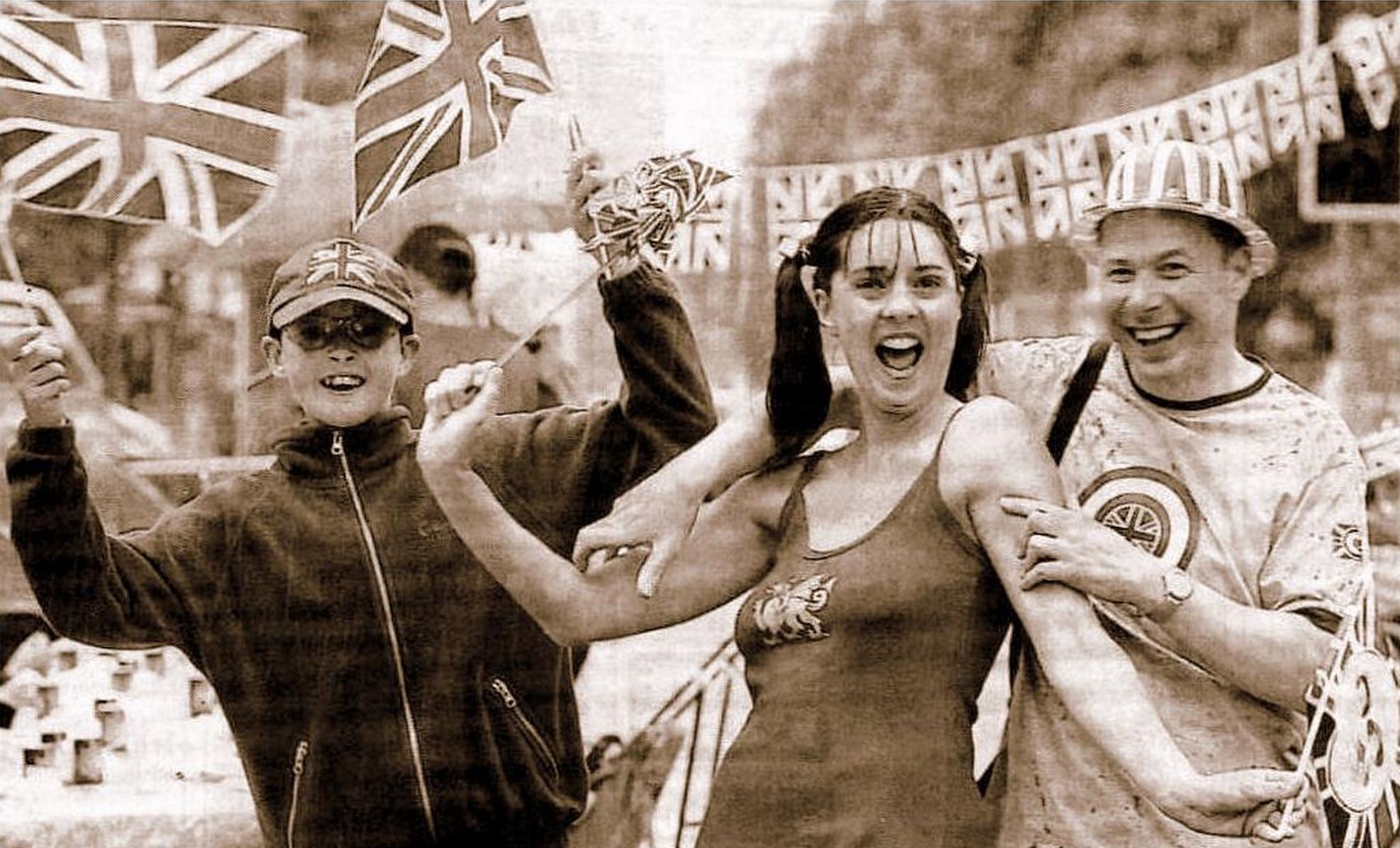 Revellers enjoying the Golden Jubilee street party on Lord Street in Southport in 2002