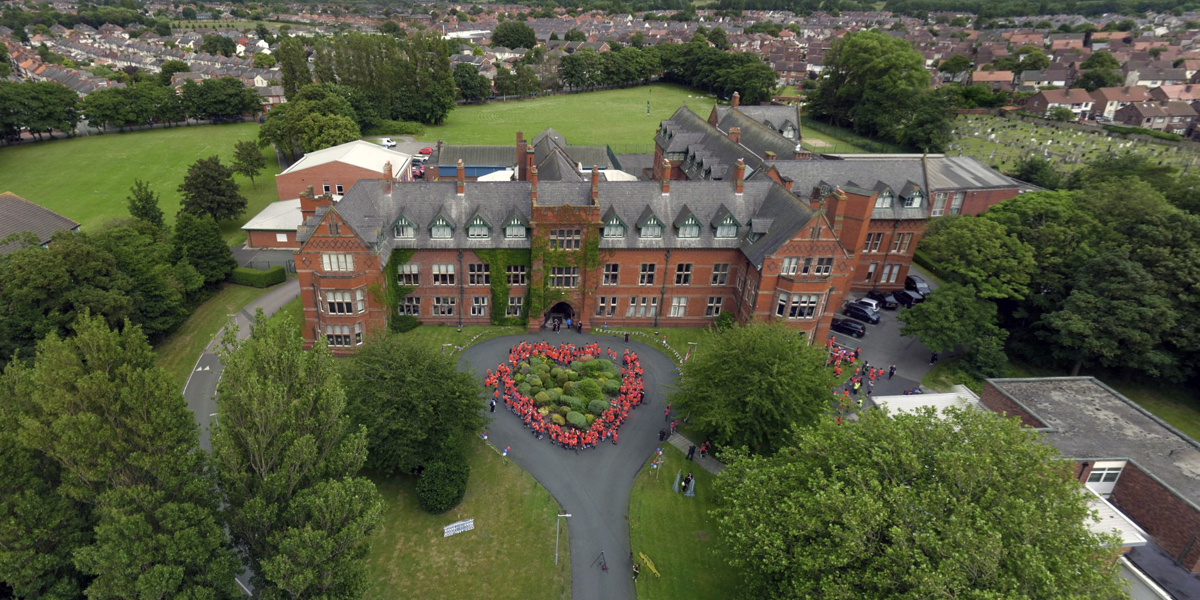 Sacred Heart School in Crosby, seen using drone footage. For more details, please visit: SoundsGood.co.uk or email: Martin@soundsgood.co.uk or phone: 01704 264 720