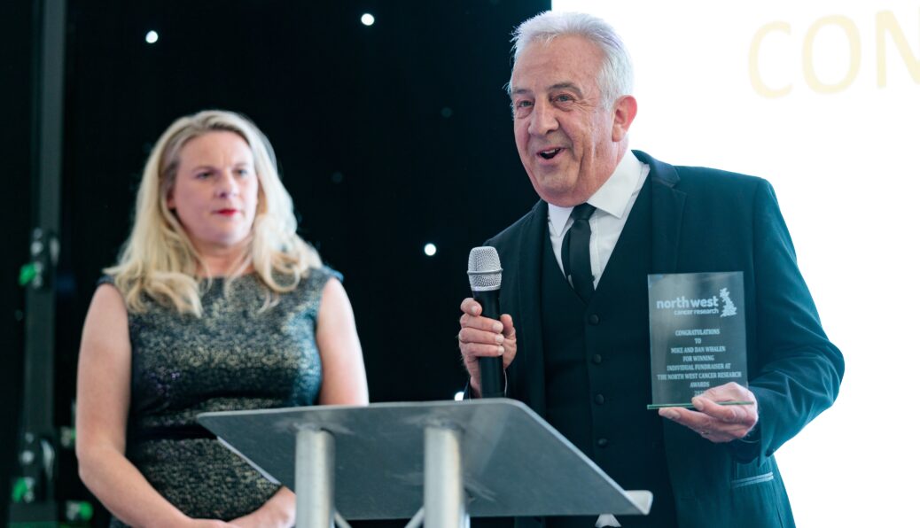 Mike Whalen was presented with the Individual Fundraiser Award at the North West Cancer Research Gala Dinner and Awards Ceremony