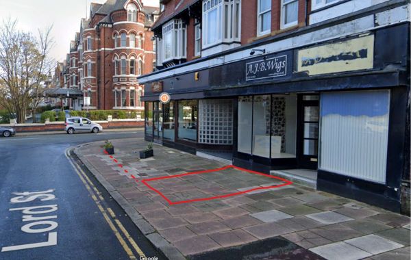 The area of proposed new seating outside the potential wine bar on Lord Street in Southport