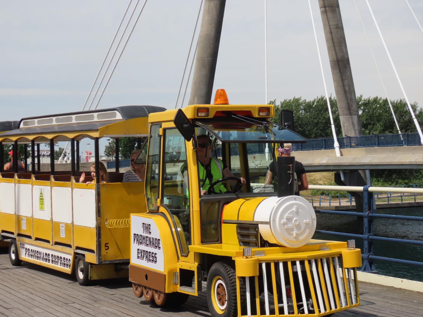 The road train at Southport Pier. Photo by Andrew Brown Media