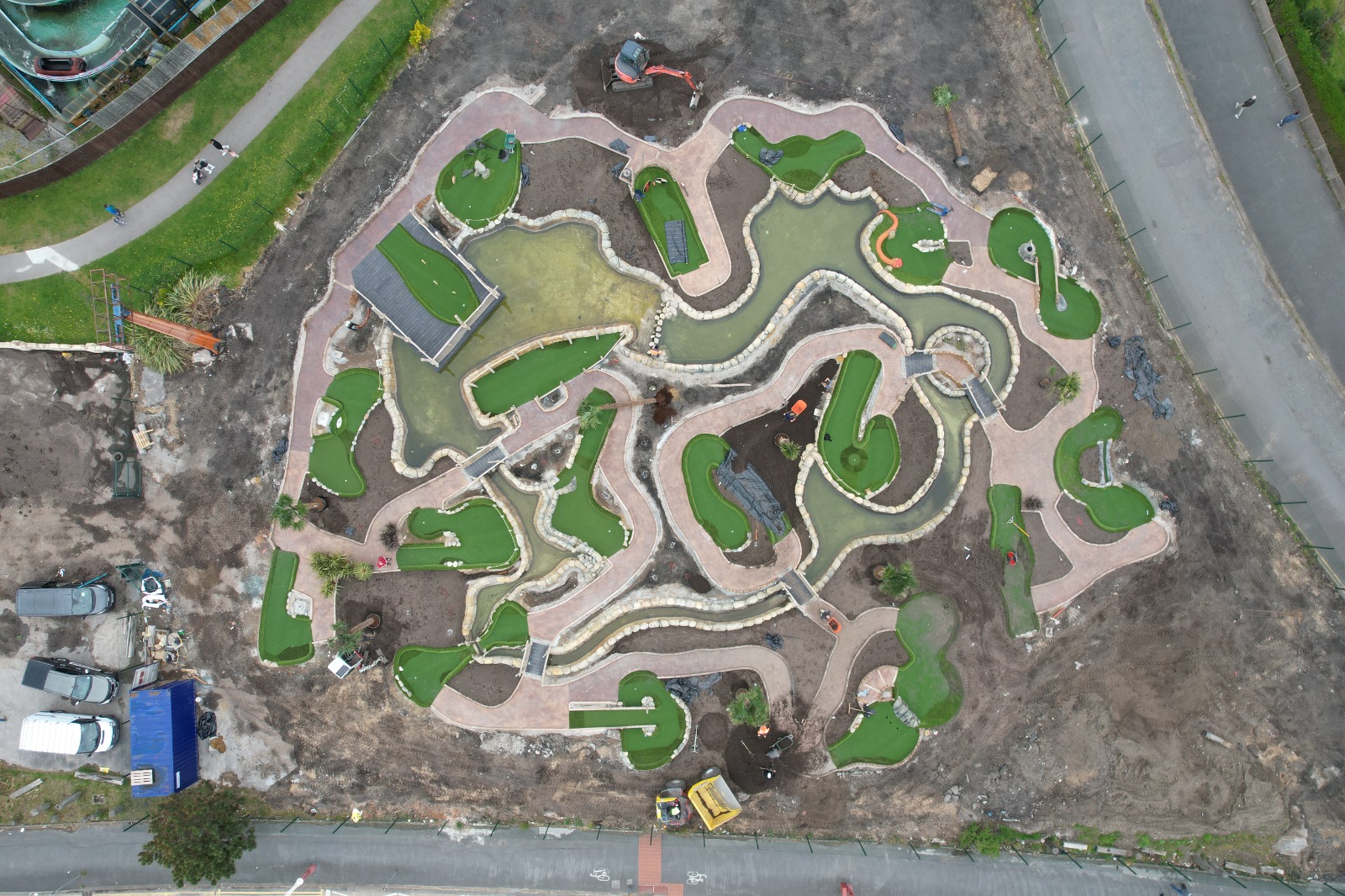 This remarkable drone picture reveals the incredible scale of the brand new 18-hole Viking adventure golf course which is due to open at Southport Pleasureland