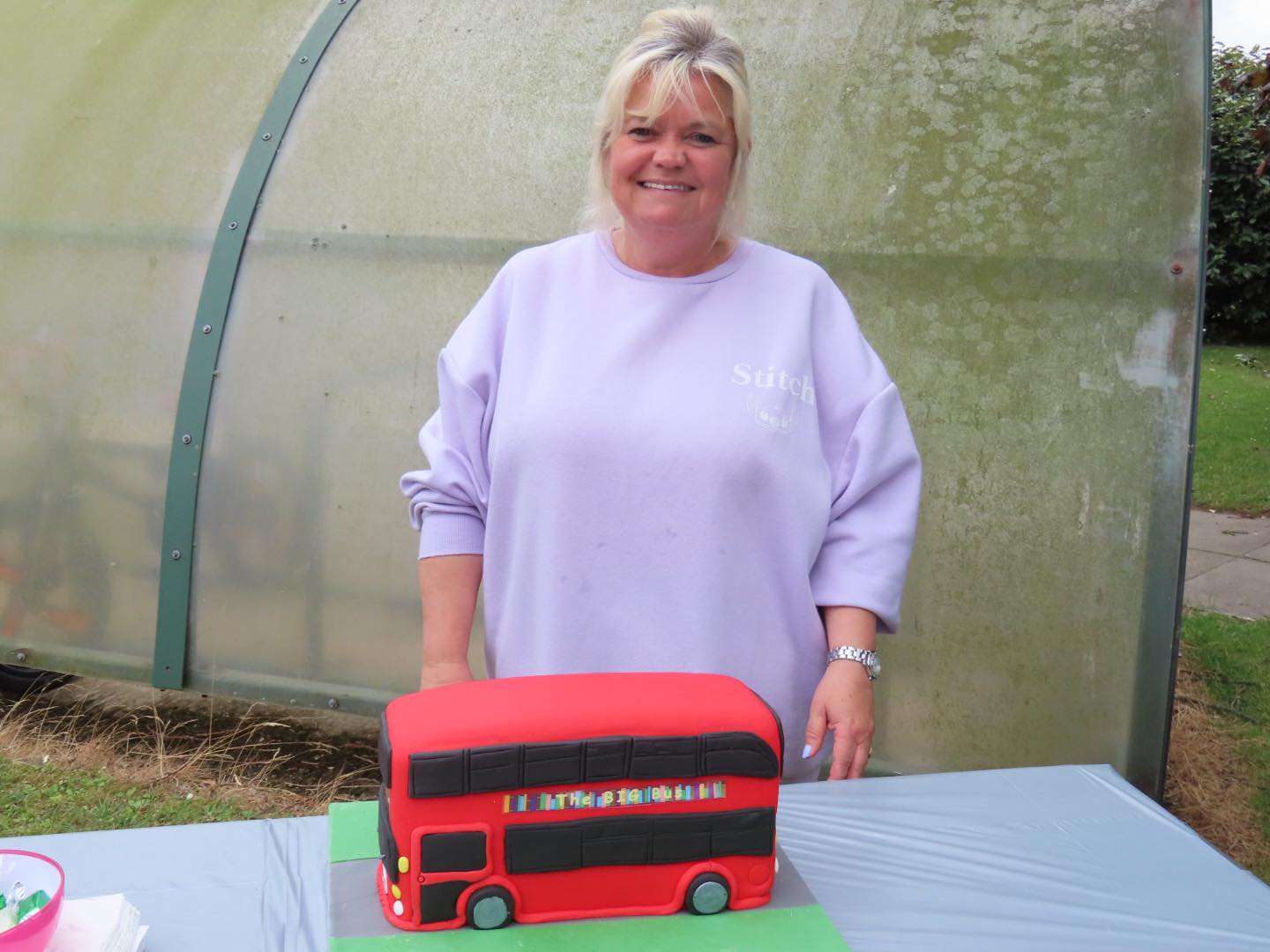 The Big Bus at Marshside Primary School in Southport. The Big Bus cake was specially made by Big Bus cake made by Big Bus Committee member Julie Berry. Photo by Andrew Brown Media