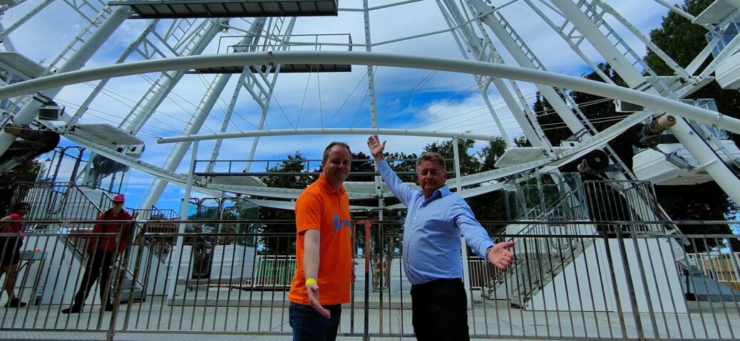 Sandgrounder Radio's Air Show FM is delighted to be working in partnership with The Big Wheel Southport. Southport Pleasureland CEO Norman Wallis (right) is pictured with Sandgrounder Radip Station Manager Andrew Hilbert (left)