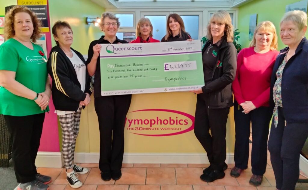Gymophobics in Southport raised over £6,000 after making Queenscourt Hospice itsr Charity of the Year