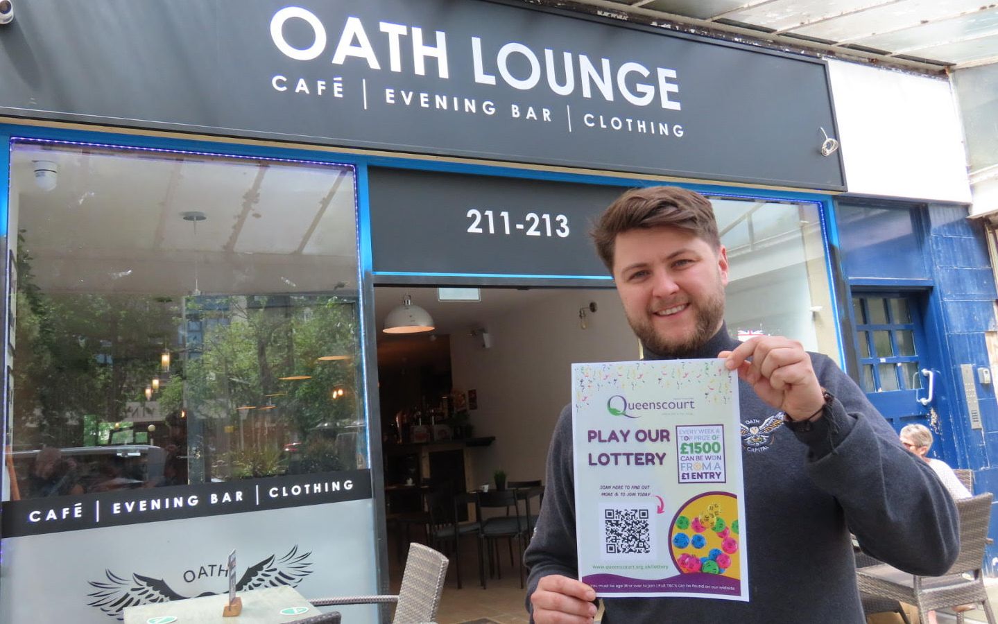 Owen Simmons owner of Oath Lounge in Southport is backing the Queenscourt Lottery. Photo by Andrew Brown Media