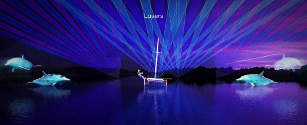 An artist's impression of the new Water and Light Show on Marine Lake in Southport