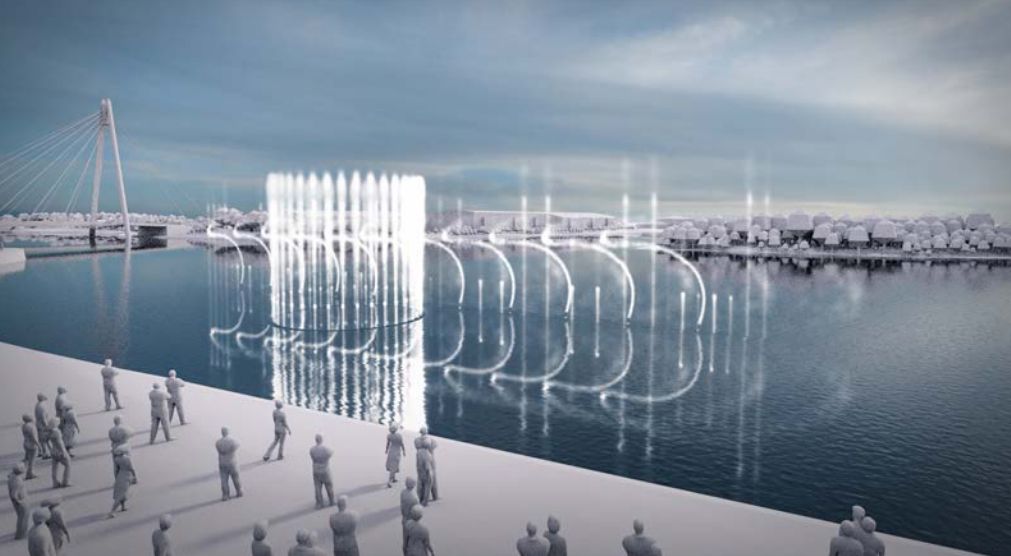 An artist's impression of the new Water and Light Show on Marine Lake in Southport
