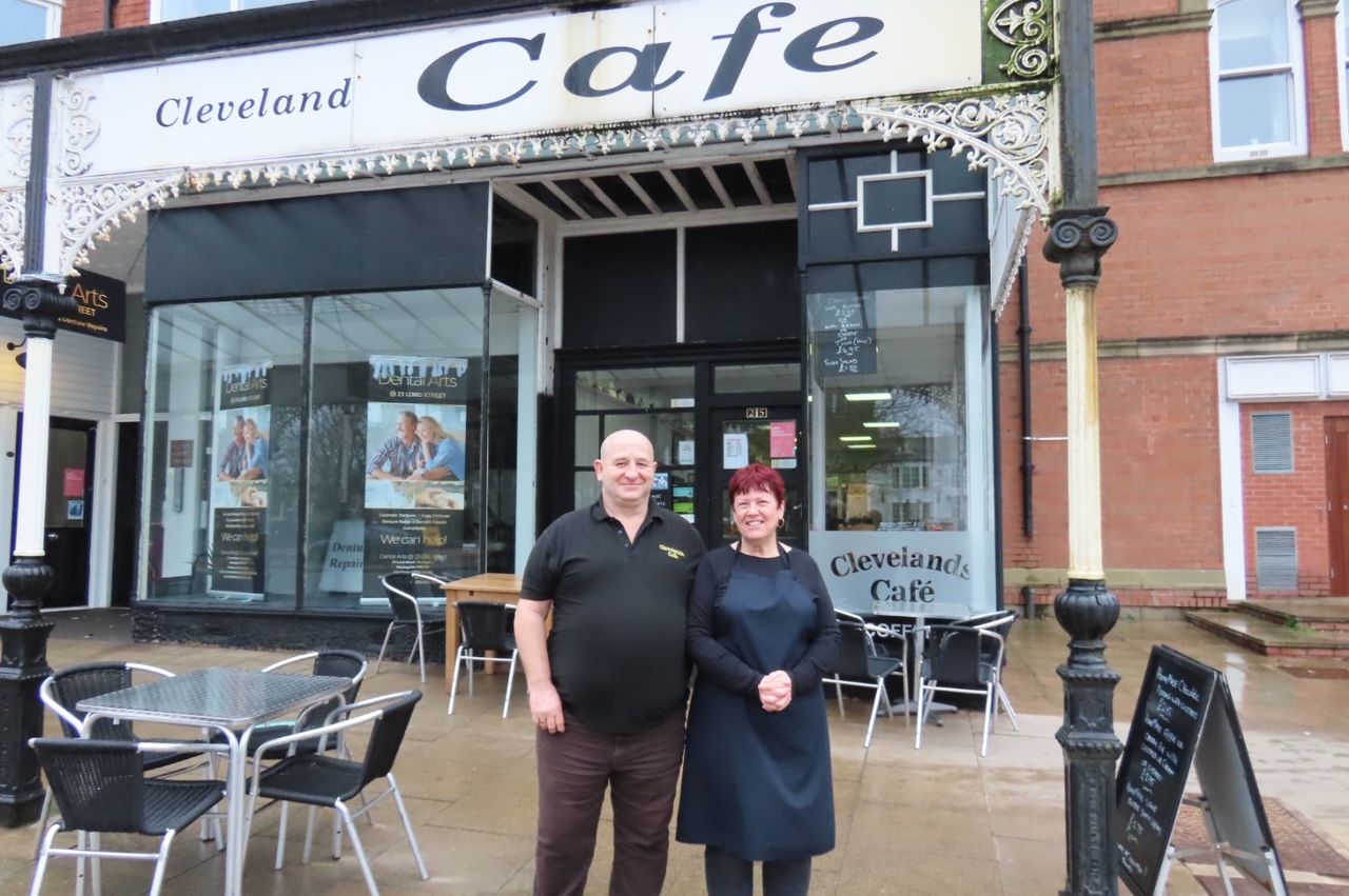 Paul and Jeanne McDonald at the Cleveland Cafe on Lord Street in Southport. Photo by Andrew Brown Media