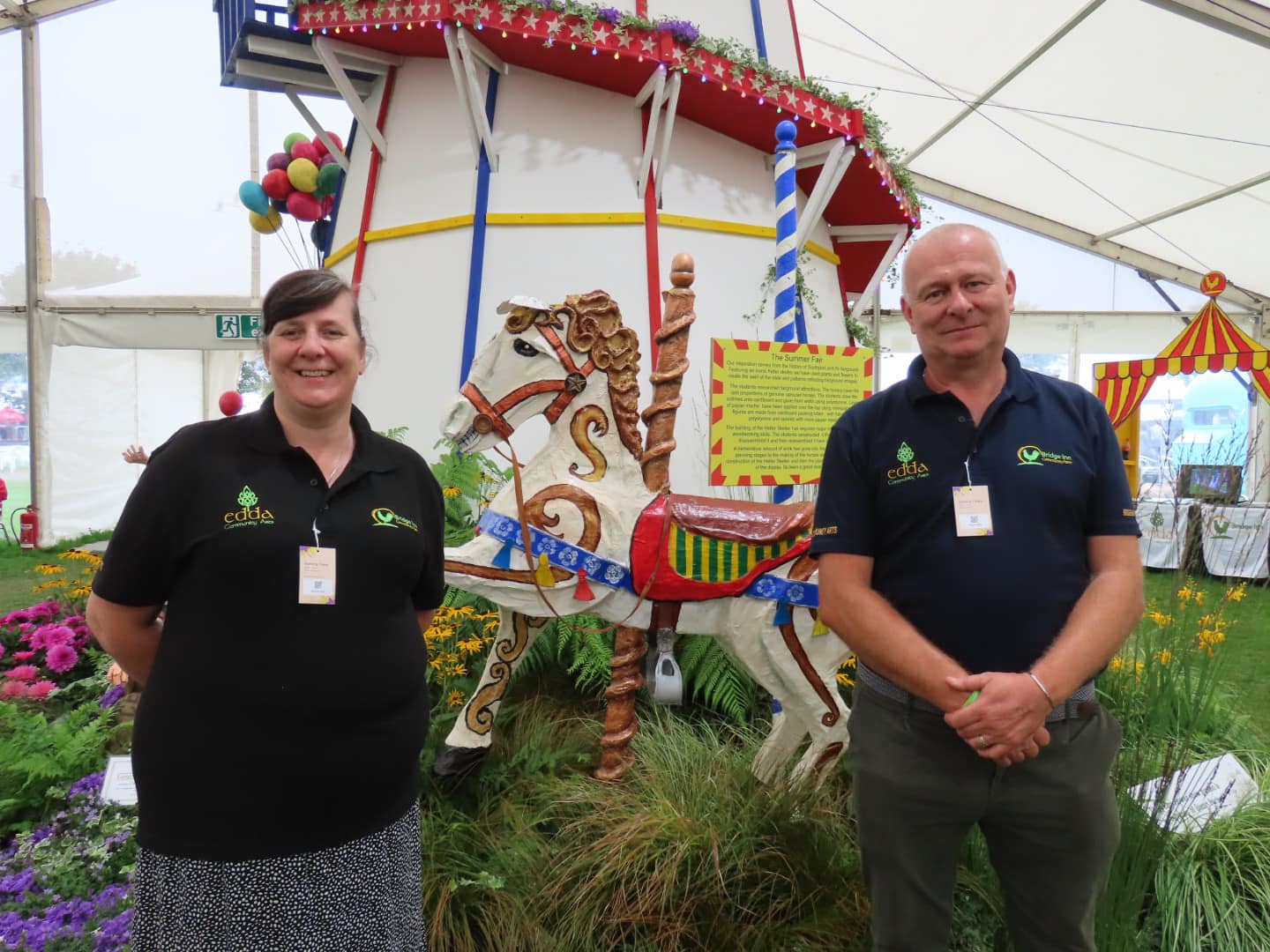 Cheryl and Carl Craven from Edda and Bridge Inn Community Farm at Southport Flower Show.Photo by Andrew Brown Media