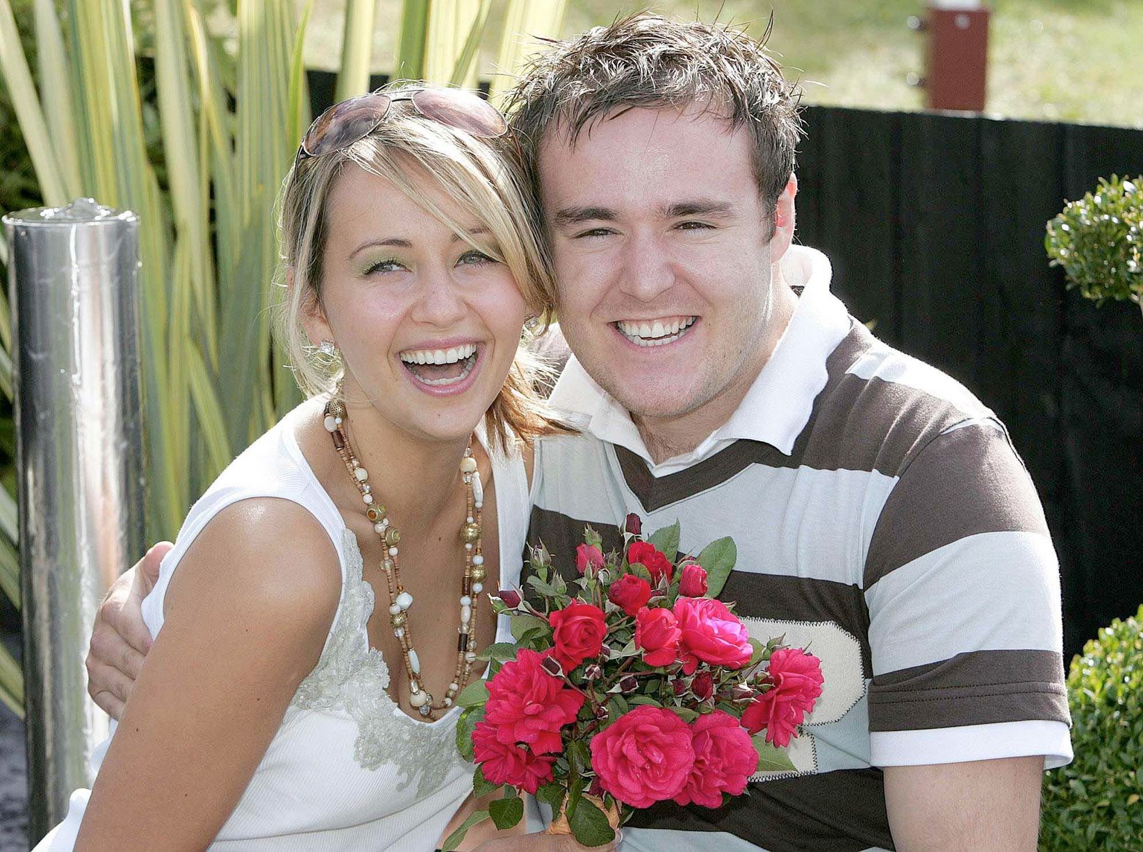 Samia Ghadie and Alan Halsall (Maria and Tyrone in Coronation Stree)t with the new Coronation Street rose at Southport Flower Show Friday August 19, 2005 to celebrate ITV's 50th anniversary. The bloom, named ITV 50th Anniversary Coronation Street Rose