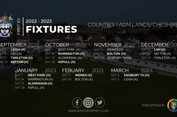 Southport Rugby Club 2022/23 fixtures 