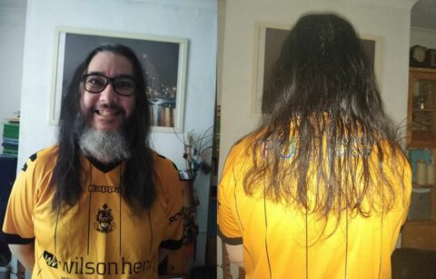 Southport FC fan braves head and beard shave to raise money for Royal Signals Fund