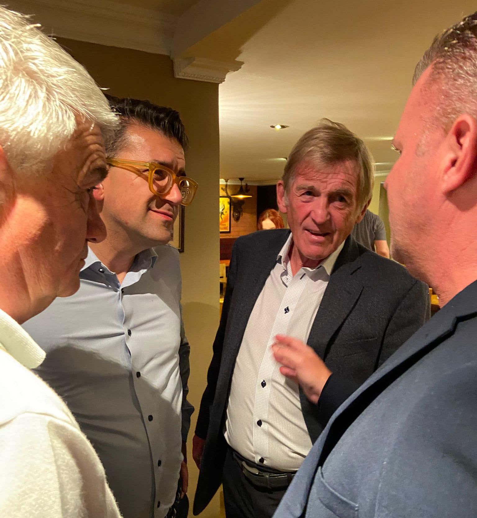 Neil Gokcen (second left, with Sir Kenny Dalglish, third left) hosted a fundraising Sportsmans Dinner at Auberge restaurant in Southport to raise money for The Larks / Marina Dalglish Appeal in memory of his wife Catherine