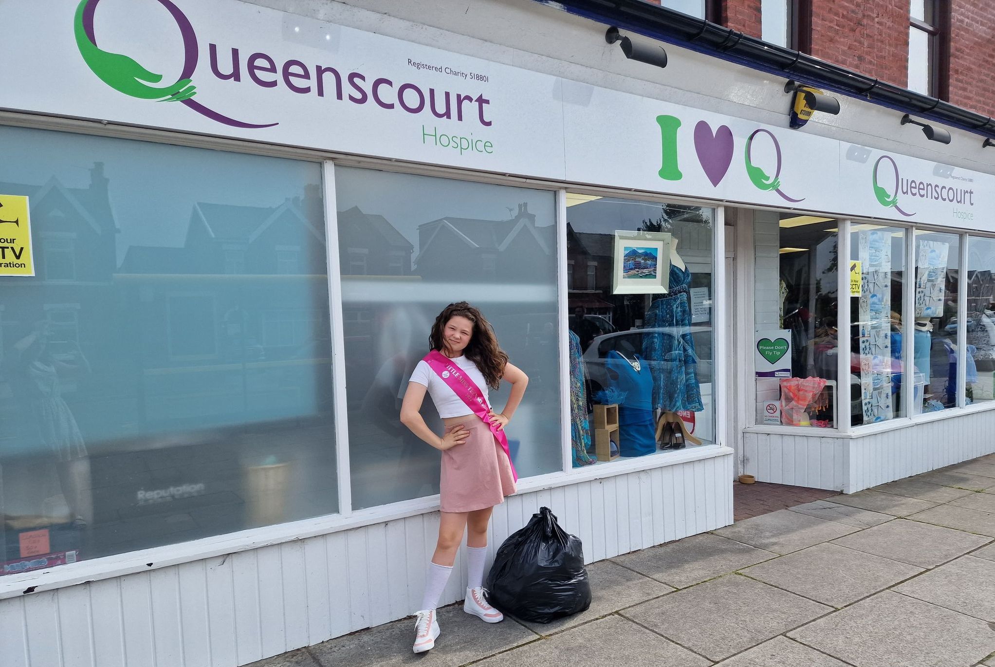 Ebony Barbé supports the Queenscourt Hospice charity shop on Bispham Road in High Park in Southport
