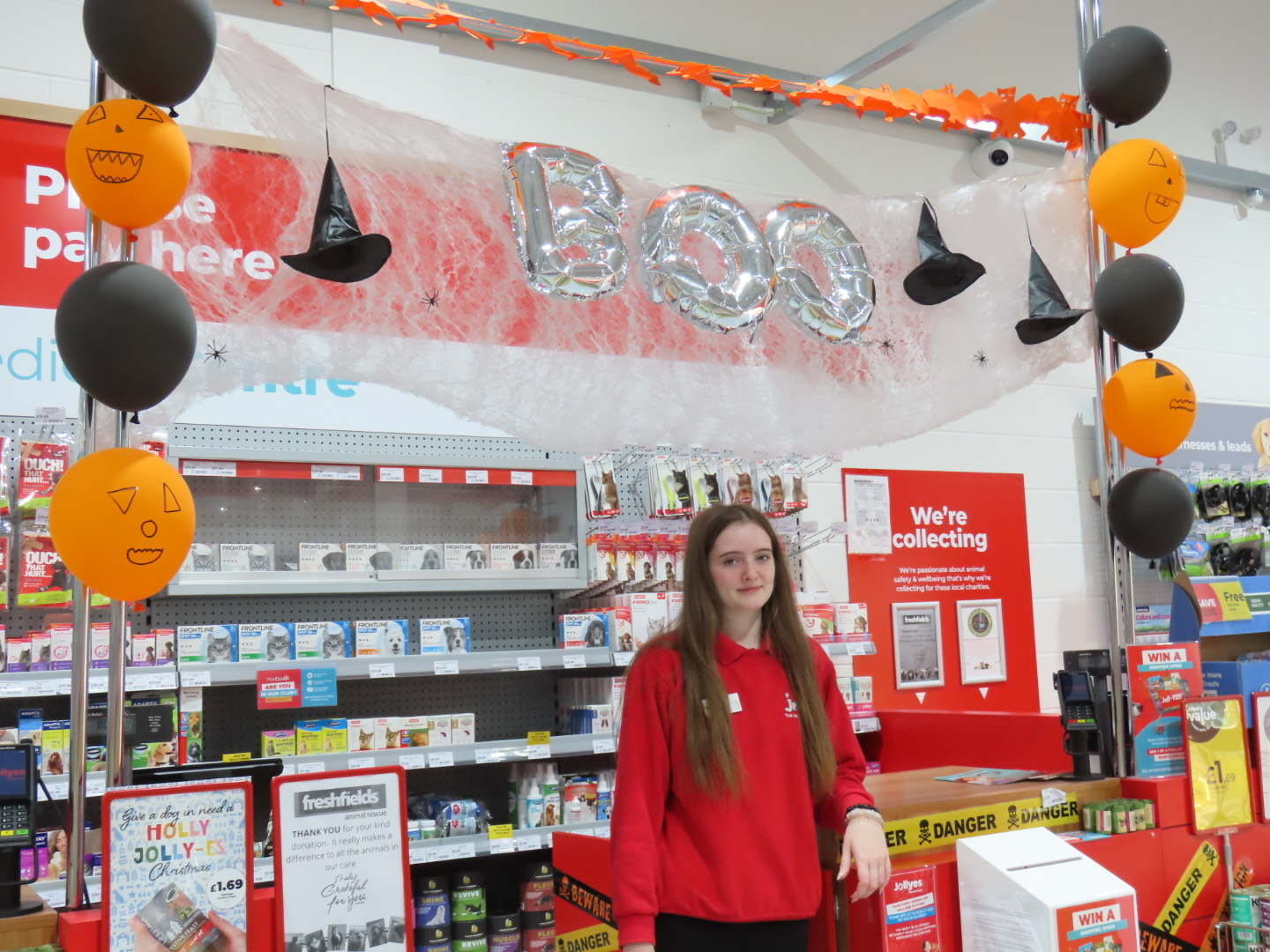 Jollyes pet store in Southport is inviting people to join them for a Halloween themed Joll-yesween Day this Saturday (29th October 2022). Jollyes colleague Emma Hannigan. Photo by Andrew Brown Media