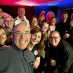 Volunteers at Southport Comedy Festival with festival directors Brendan Riley and Val Brady