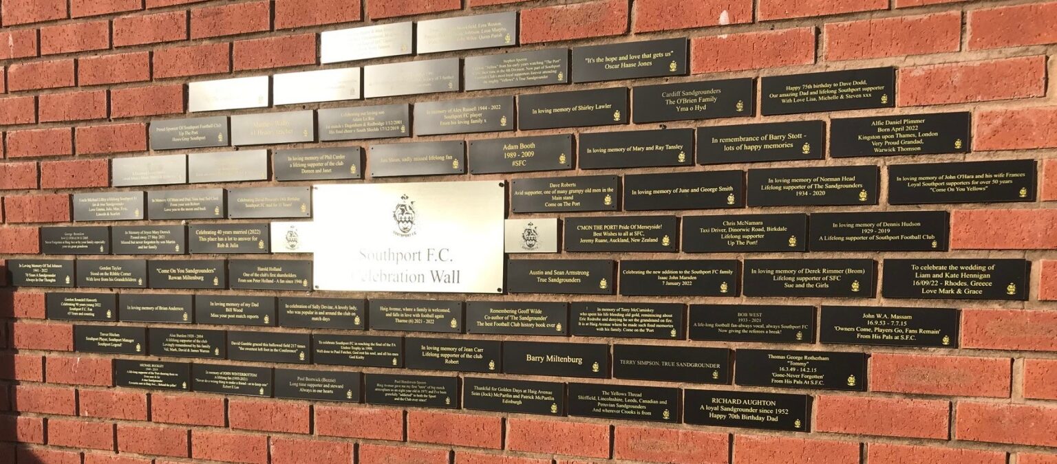 The Celebration Wall at Southport FC