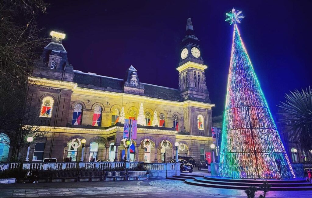 The Christmas tree in the Town Hall Gardens in Southport. It was provided by Southport BID and installed by IllumiDex UK Ltd. Photo by Claire Brown