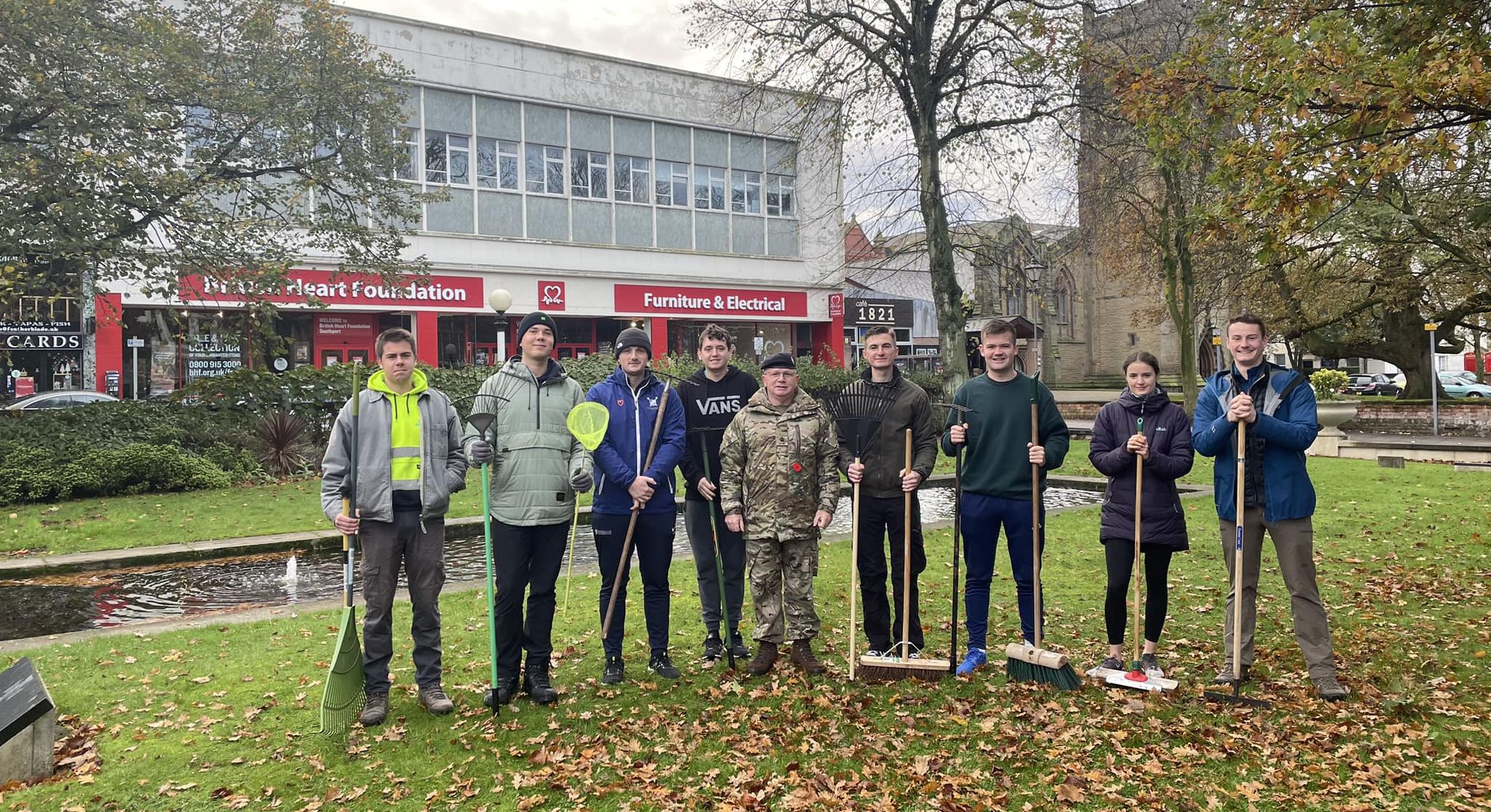 Volunteers from Southport Royal British Legion and Royal Air Force Cadets spent their Sunday making the Monument in Southport and the gardens around it look spotless in time for the Remembrance Sunday celebrations